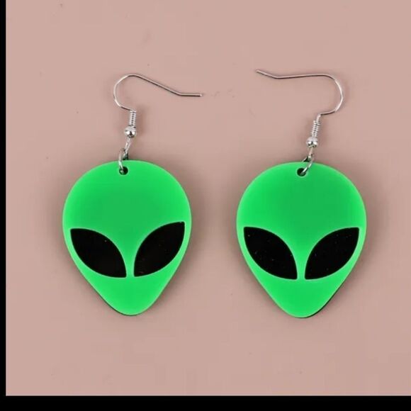 NWOT Acrylic Alien Earrings - Picture 1 of 2